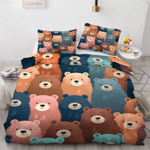 YELDAN Bär Bettwäsche 135x200 Winter, Süße Tiere Kinder Bettbezug 135x200 2er Set, Wendebettwäsche und Kissenbezug, Weiche & Atmungsaktive Mikrofaser Bettwäsche-Sets von YELDAN