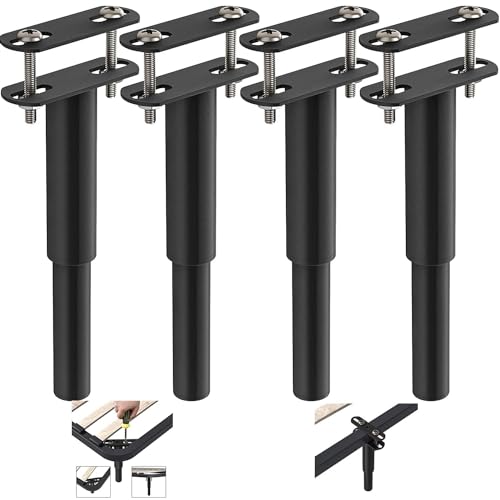 YELIKIT Bettfüße Verstellbare Bettbeine, 4 Stück Verstellbare Bettbeine Schwarz Füße für Möbel Verdicken Schrankfüße aus Stahl 18-33cm Möbelstützbeine für Möbel DIY Schrank Tisch Sofa Bett von YELIKIT