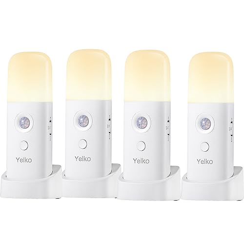 YELKO Bewegungsmelder Nachtlicht für den Innenbereich - 2000mAh Batteriebetriebene Lichter, wiederaufladbar und kabellos, dimmbare LED-Nachtlichter für das Kinderzimmer (Warmweiß) von YELKO