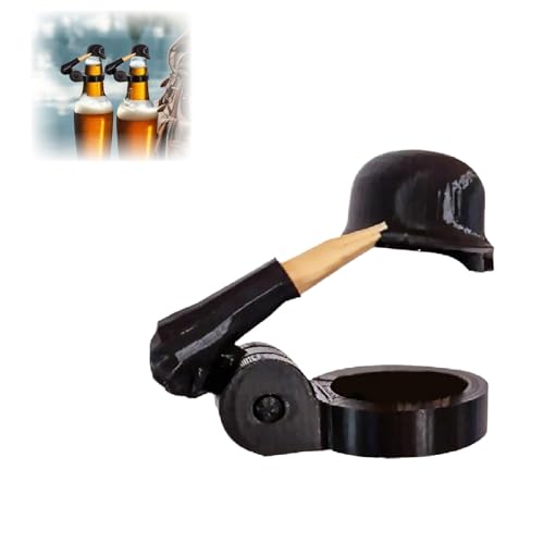 Bierflaschen Helm-Soldat Salute Stil Bierhelm, Langlebig Harmlos Wiederverwendbare Bierflaschenverschluss, Staubdicht Steuermann Bierflaschen Helm für Militärenthusiasten Partys Bars (Schwarz) von YELKOEYN