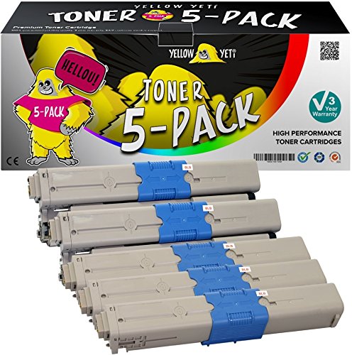 YELLOW YETI 5er Pack C301 C321 Premium Toner kompatibel für Oki C301 C301dn C321 C321dn MC332dn MC342dn MC342dnw MC342dw MC342w von YELLOW YETI