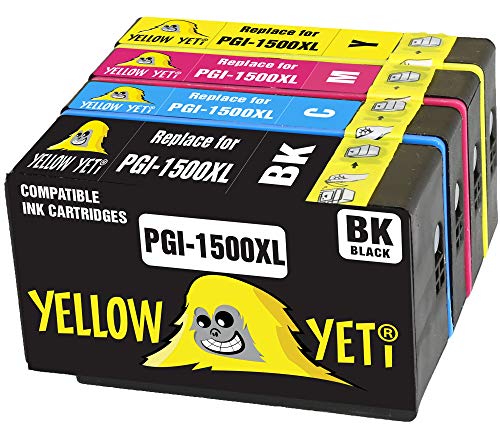 Yellow Yeti Ersatz für Canon PGI-1500XL PGI-1500 XL Druckerpatronen kompatibel für Canon MAXIFY MB2050 MB2350 MB2750 MB2150 MB2155 MB2755 (1 Schwarz + 1 Cyan + 1 Magenta + 1 Gelb) von YELLOW YETI