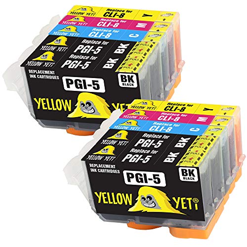 Yellow Yeti Ersatz für Canon PGI-5 CLI-8 Druckerpatronen kompatibel für Canon Pixma iX4000 iX5000 iP3300 iP3500 MP510 MP520 MX700 (4 Schwarz + 2 Cyan + 2 Magenta + 2 Gelb) von YELLOW YETI