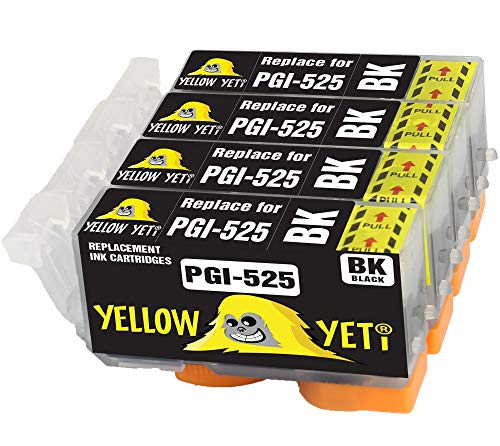 Yellow Yeti Ersatz für Canon PGI-525 PGI-525BK Druckerpatronen Schwarz kompatibel für Canon Pixma MG5350 MG5250 MG5150 MG6150 MG6250 iX6550 iP4850 iP4950 MX895 MX885 MG8150 MG8250 von YELLOW YETI