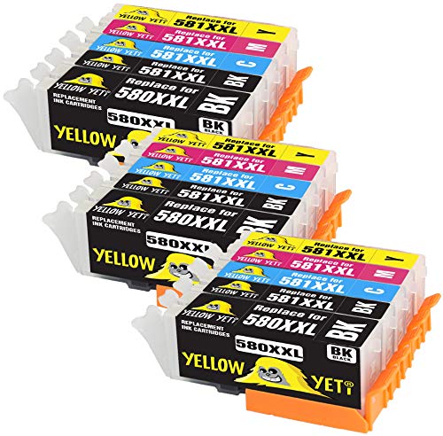 Yellow Yeti Ersatz für Canon PGI-580XXL CLI-581XXL 15 Druckerpatronen kompatibel für Canon Pixma TS6151 TS6251 TS6350 TS6351 TS705 TR7550 TS8150 TS8152 TS8250 TS8251 TS8252 TS9550 TS9551 TS9551C von YELLOW YETI