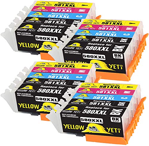 Yellow Yeti Ersatz für Canon PGI-580XXL CLI-581XXL 20 Druckerpatronen kompatibel für Canon Pixma TS6151 TS6251 TS6350 TS6351 TS705 TR7550 TS8150 TS8152 TS8250 TS8251 TS8252 TS9550 TS9551 TS9551C von YELLOW YETI
