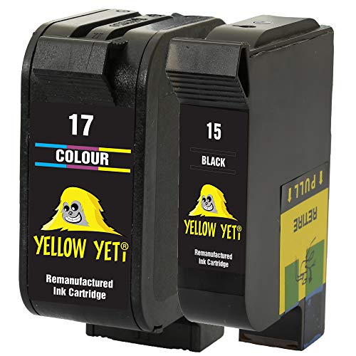 YELLOW YETI Ersatz für HP 15 17 Druckerpatronen Schwarz/Farbe kompatibel für HP Deskjet 816c 825c 827 840c 841c 842c 843c 845c 845cvr 848c [3 Jahre Garantie] von YELLOW YETI