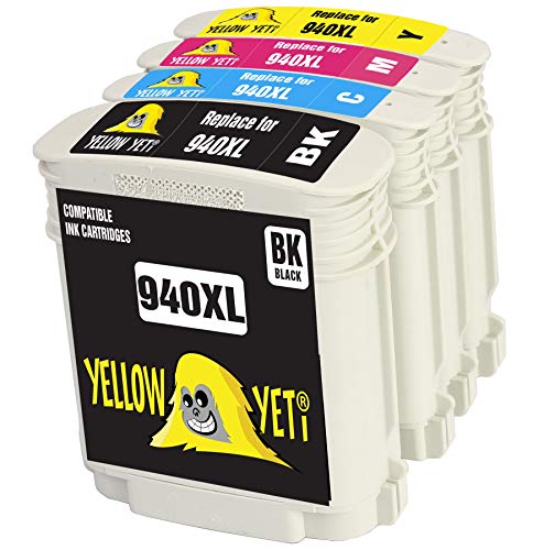 Yellow Yeti Ersatz für HP 940 940XL Druckerpatronen kompatibel für HP OfficeJet Pro 8000 8500 8500A A809a A809n A909a A909g A910a A910g (1 Schwarz + 1 Cyan + 1 Magenta + 1 Gelb) von YELLOW YETI