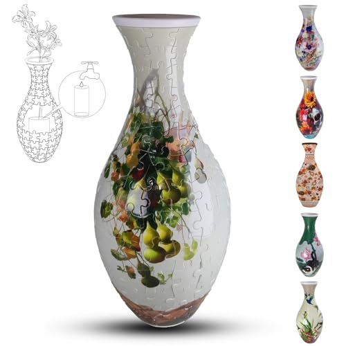 3D-Puzzle-Vase für Erwachsene, 160 Teile, DIY-Puzzle, 3D-Puzzle mit Wassersäule, perfekt für die Präsentation von echten oder künstlichen Blumen und Blumenarrangements (Kürbisse) von YELVYA