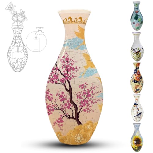 3D-Puzzle-Vase für Erwachsene, 160 Teile, DIY-Puzzle, 3D-gebogenes Puzzle mit Wassersäule, perfekt für die Präsentation echter oder künstlicher Blumen und Blumenarrangements (Frühling) von YELVYA