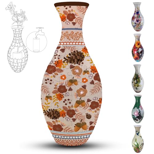 3D-Puzzle-Vase für Erwachsene, 160 Teile, DIY-Puzzle, 3D-gebogenes Puzzle mit Wassersäule, perfekt für die Präsentation echter oder künstlicher Blumen und Blumenarrangements (Herbst) von YELVYA