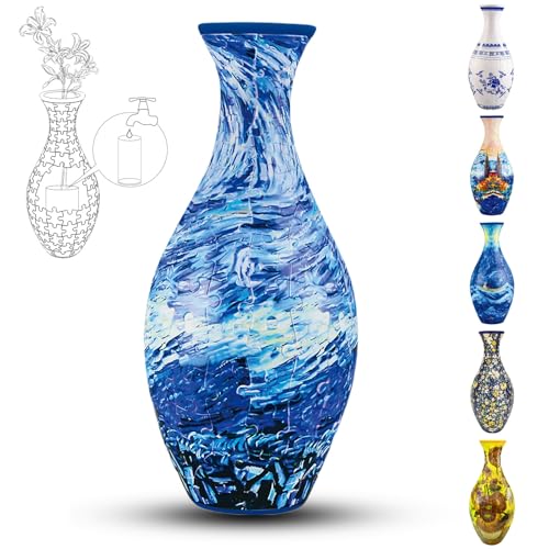 3D-Puzzle-Vase für Erwachsene, 160 Teile, DIY-Puzzle, 3D-gebogenes Puzzle mit Wassersäule, perfekt für die Präsentation echter oder künstlicher Blumen und Blumenarrangements (Ozeanwellen) von YELVYA
