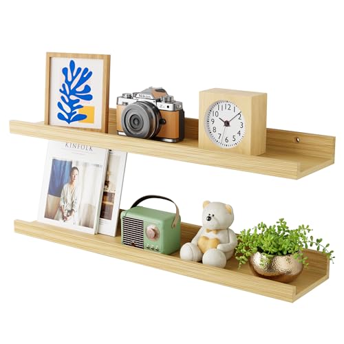 YEMNMFH 61 cm Bambus Schweberegale - Bilderleiste Regal mit Lippe 2er Set Hängendes Bambus Wandregal zur Aufbewahrung, Naturholz Schweberegale für Wohnzimmer, Schlafzimmer, Küche YEMNMFH 61 cm Bambus Schweberegale - Bilderleiste Regal mit Lippe 2er Set Hängendes Bambus Wandregal zur Aufbewahrung, Naturholz Schweberegale für Wohnzimmer, Schlafzimmer, Küche von YEMNMFH