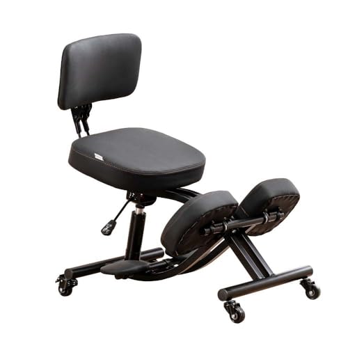 YEMOMSEAT Balance Stuhl mit Rückenlehne, Kniestuhl mit Rollen, Verbesserung der Sitzhaltung mit einstellbarer Höhe und Winkel, YDM-1458-2DF von YEMOMSEAT