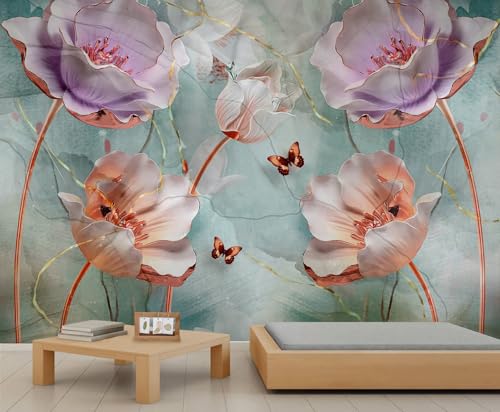 YEMYOR 3D-Lila-Lotus-Wandgemälde für Wohnzimmer, großformatiges Vintage-Blumen-Malerei für Schlafzimmer, europäisches romantisches Blumen- und Schmetterlings-Wallpaper-350x256cm YEMYOR 3D-Lila-Lotus-Wandgemälde für Wohnzimmer, großformatiges Vintage-Blumen-Malerei für Schlafzimmer, europäisches romantisches Blumen- und Schmetterlings-Wallpaper-350x256cm von YEMYOR