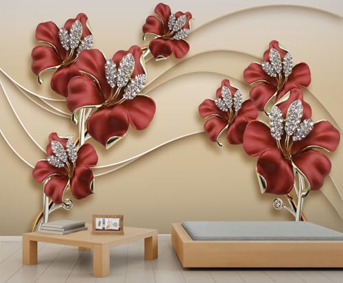 YEMYOR Blumenwand-Malerei, rote gedruckte Blumen, Wohnzimmertapete, romantische Blumen, Schlafzimmer-Malerei, europäische Luxus-Blumentapete, nicht selbstklebend-280x200cm YEMYOR Blumenwand-Malerei, rote gedruckte Blumen, Wohnzimmertapete, romantische Blumen, Schlafzimmer-Malerei, europäische Luxus-Blumentapete, nicht selbstklebend-280x200cm von YEMYOR