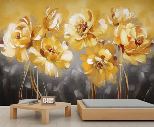 YEMYOR Blumenwand-Malerei Goldene Rose Wohnzimmer-Malerei Tapete Vintage-Malereis Blumen-Zimmer Malereis Romantische Blumen Kunst-Tapete Nicht selbstklebend-280x200cm YEMYOR Blumenwand-Malerei Goldene Rose Wohnzimmer-Malerei Tapete Vintage-Malereis Blumen-Zimmer Malereis Romantische Blumen Kunst-Tapete Nicht selbstklebend-280x200cm von YEMYOR