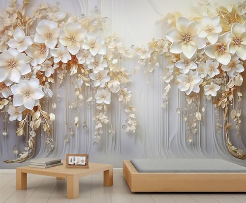 YEMYOR Florale Wandmalerei, aufgebautes Weißgold-Blumen-Motiv, Wohnzimmer-Wandtapete, europäische romantische Blumen, Schlafzimmer-Malerei, nordische Stil-Blumens Wandklebeband-350x256cm YEMYOR Florale Wandmalerei, aufgebautes Weißgold-Blumen-Motiv, Wohnzimmer-Wandtapete, europäische romantische Blumen, Schlafzimmer-Malerei, nordische Stil-Blumens Wandklebeband-350x256cm von YEMYOR