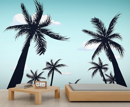 YEMYOR Kokosbaum Tapete Wandbild Große schwarze Kokosbaum Tapete Tropische Kokosnüsse Bäume Sofa Hintergrund Wandbild Blauer Himmel Weiße Wolke Landschaft Wandbilder-350x256cm YEMYOR Kokosbaum Tapete Wandbild Große schwarze Kokosbaum Tapete Tropische Kokosnüsse Bäume Sofa Hintergrund Wandbild Blauer Himmel Weiße Wolke Landschaft Wandbilder-350x256cm von YEMYOR