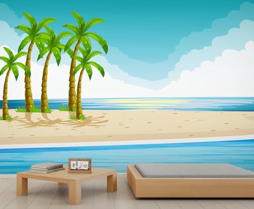 YEMYOR Kokosbaum Tapete Wandbild Sommerstrand Kokosbaum Tapete Cartoon Grün Kokosnüsse Bäume Wandbilder Tropische Meerblick Sofa Hintergrund Wandbild Für Wohnzimmer Schlafzimmer-200x140cm YEMYOR Kokosbaum Tapete Wandbild Sommerstrand Kokosbaum Tapete Cartoon Grün Kokosnüsse Bäume Wandbilder Tropische Meerblick Sofa Hintergrund Wandbild Für Wohnzimmer Schlafzimmer-200x140cm von YEMYOR