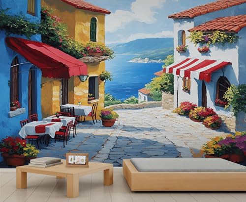 YEMYOR Küstenstadt Wandbilder Mittelmeer Küstenstadt Tapete Romantische Blumen Straße Wohnzimmer Wandbild Tapeten Italienische Stadtlandschaft Wandbild Mieterfreundliche Tapete-450x300cm YEMYOR Küstenstadt Wandbilder Mittelmeer Küstenstadt Tapete Romantische Blumen Straße Wohnzimmer Wandbild Tapeten Italienische Stadtlandschaft Wandbild Mieterfreundliche Tapete-450x300cm von YEMYOR