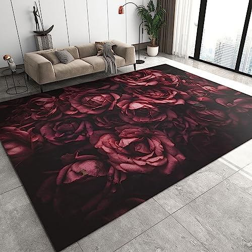 YEMYOR Luxuriöse Vintage-Teppiche Mit Lila Blumen, Teppich Im Zeitgenössischen Kunststil, Weich, Maschinenwaschbar Langlebig, Für Wohnzimmer, Innen- Und Außenbereich, Flur-100x140cm von YEMYOR