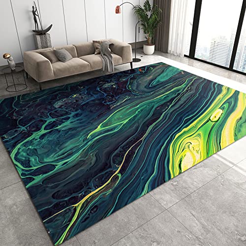 YEMYOR Mysterious Green Flowing Gold Liquid Dekoration Teppiche, Schmutzabweisender Kinderteppich, Flauschig Weich, Maschinenwaschbar, Langlebig Für Wohnzimmer-80x150cm von YEMYOR