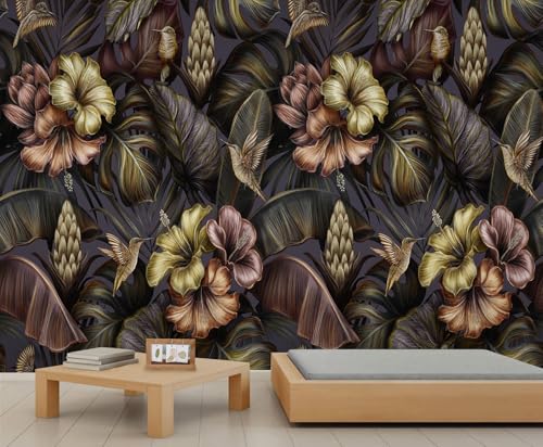 YEMYOR Vintage tropische Pflanzen Wandmalerei für Wohnzimmer, 3D Blumen- und Blatt-Malerei für Schlafzimmer, farbenfrohe romantische Blumen Tapete, nicht selbstklebend-400x280cm YEMYOR Vintage tropische Pflanzen Wandmalerei für Wohnzimmer, 3D Blumen- und Blatt-Malerei für Schlafzimmer, farbenfrohe romantische Blumen Tapete, nicht selbstklebend-400x280cm von YEMYOR
