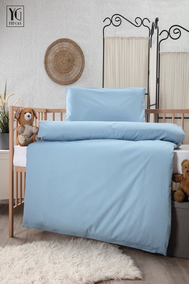 YENGAS Kinderbettwäsche mit Reißverschluss, einfarbig, 100% Baumwolle Renforcé von YENGAS