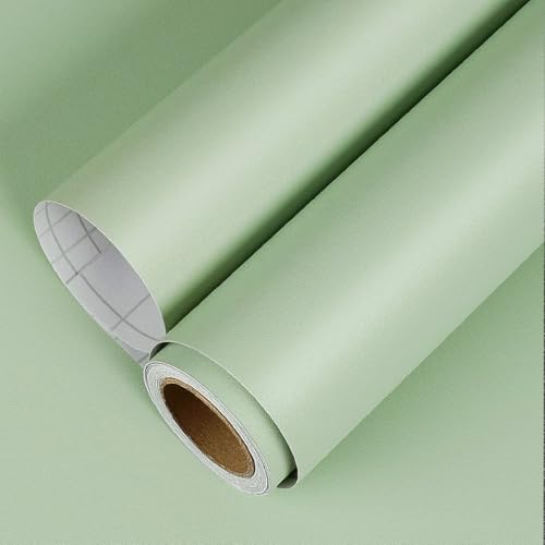 YENHOME Selbstklebende Tapete Matt Mintgrün Schlafzimmer 60x300cm Klebetapete Selbstklebend Wand Grün Kinderzimmer Selbstklebende Tapeten Mintgrün Klebefolie Wand für Wohnzimmer Arbeitsplatte von YENHOME