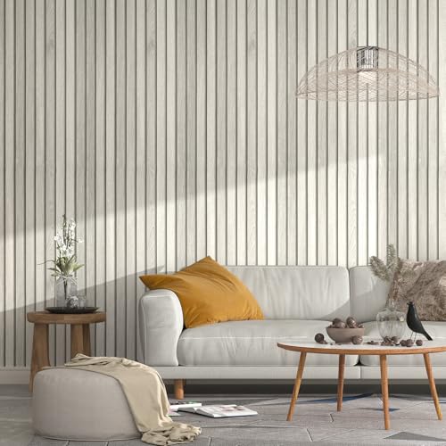 YENHOME Tapete Holzoptik Grau Hellgrau Schlafzimmer 40x300cm Holzpaneele Grau Selbstklebend Wand Wohnzimmer Flur Holzoptik Folie Selbstklebend Schrank Möbel Arbeitsplatte Küche Folieren von YENHOME