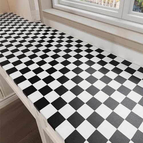 YENHOME Tapete Selbstklebend Schwarz Weiß Kariert Muster 40x300cm Möbelfolie Selbstklebend Wand Tapeten Schwarz Weiß Matt für Küche Klebefolie Möbel Selbstklebende Kariert Badezimmer Wasserfest von YENHOME