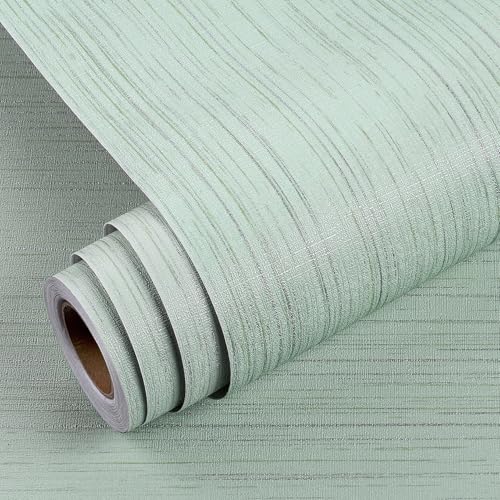 YENHOME Tapete Wandfolie Struktur Textil Grün 40x500cm Klebefolie Stoffoptik Hellgrün Tapete Selbstklebend Folie Möbel Schlafzimmer Klebefolie Hellgrün Tapeten Selbstklebend Folie Möbel Schlafzimmer von YENHOME