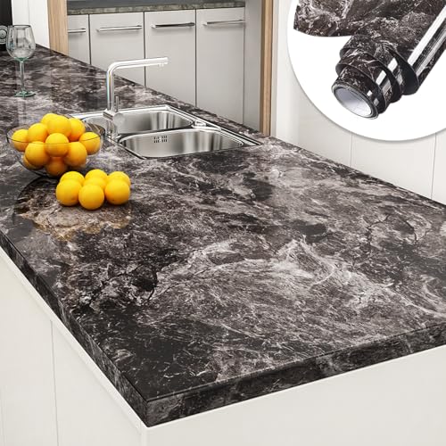 Yenhome Marmor-Tapete für Arbeitsplatte Selbstklebende Schwarz Braun Granitoptik 60x300cm Selbstklebende Vinylfolie Braun Marmor Optik Klebefolie Marmoroptik Folie für Möbel Schrankfolie Badezimmer Yenhome Marmor-Tapete für Arbeitsplatte Selbstklebende Schwarz Braun Granitoptik 60x300cm Selbstklebende Vinylfolie Braun Marmor Optik Klebefolie Marmoroptik Folie für Möbel Schrankfolie Badezimmer von YENHOME