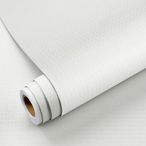 Yenhome Selbstklebend Tapete Strukturtapete Weiß Wohnzimmer 60x300cm Klebefolie Wand Wandtapete Weiss Matt Texturierte Tapete Geflochten Schlafzimmer Badezimmer Möbelaufkleber Selbstklebend Folie Weiß von YENHOME