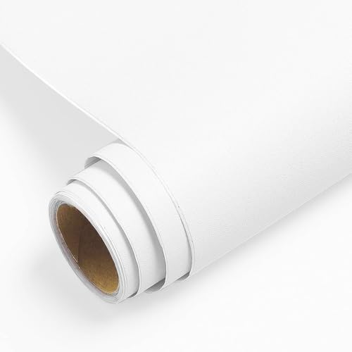 Yenhome Selbstklebend Tapete Weiß Wohnzimmer Klebetapete Wand Tapeten 60x300cm Tapete Selbstklebend Modern Matt Klebefolie Möbel Weiß Selbstklebende Folie wasserdichte Wohnzimmer Schrank von YENHOME