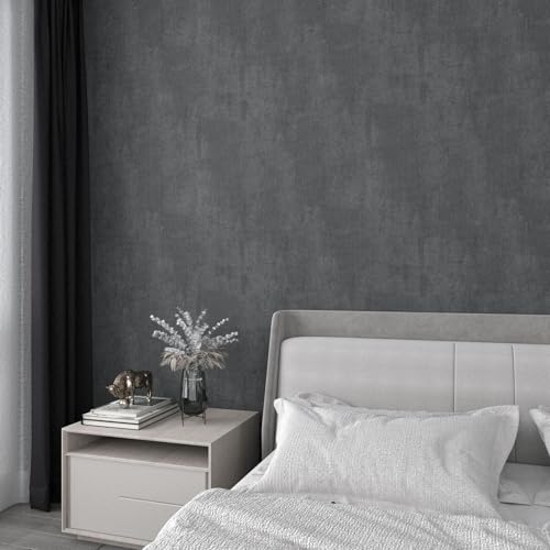 Yenhome Tapete Selbstklebend Grau Muster 76x300cm Klebefolien Möbelfolie Matt Dunkelgrau Verdicken Selbstklebende Folie Matt Möbelfolie Betonoptik Effekt für TV-Hintergrundwand Wohnzimmer Schlafzimmer von YENHOME
