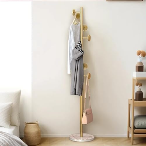 YENTAKE Kleiderständer, Garderobenständer aus Metall, Freistehender Jacket Hanger Stand mit 7 Haken, Elegantes Golden Design Jackenständer, Garderobe für Schlafzimmer Wohnzimmer von YENTAKE