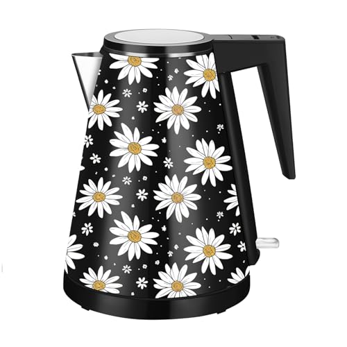 YENTEN 1,2L Kabelloser Edelstahl Wasserkocher – BPA-frei, 1000W Schnellkochender Teekocher, Trockengehschutz, Modernes Design, Ideal für Zuhause (Großes Gänseblümchen) von YENTEN