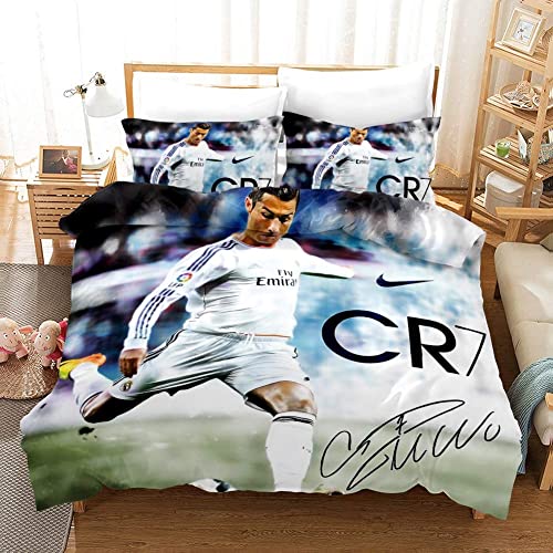 3D Bettwäsche Star Ronaldo Bettbezug Set Wendebettwäsche Angenehme Mikrofaser Bettbezüge Betten Set 155x220cm +2*Kissenbezug 80x80cm von YEOL