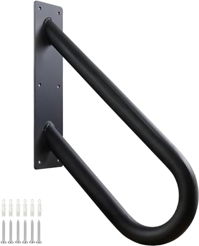 YEOOE Wandhalterung Handlauf Treppe, U-förmiger Handgeländer für 1 bis 2 Stufen, Mattschwarzes Treppengeländer für Garten, Garage, Toilette, Veranda, Innen und Außen (46 cm, Schwarz) von YEOOE