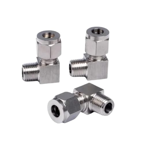 304 SS Edelstahl Ellenbogen Doppel Ferrule Rohr Rohr Armaturen Anschluss 6-12mm Rohr OD zu 1/8 "1/4" 3/8 "1/2" NPT Außengewinde(6mm,3-8 NPT Male Thread) von YEPENG