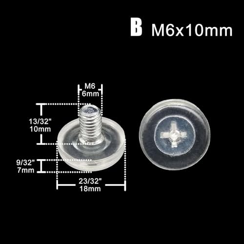 YEPENG 4 stücke Schwarz Klar Transparent Eisen Kunststoff Möbel Tisch Stuhl Sofa Bein Füße Einstellbare Leveler Glide Slide Pad M6 M8 Schraube In(Type B M6x10mm) von YEPENG