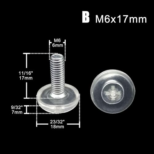 YEPENG 4 stücke Schwarz Klar Transparent Eisen Kunststoff Möbel Tisch Stuhl Sofa Bein Füße Einstellbare Leveler Glide Slide Pad M6 M8 Schraube In(Type B M6x17mm) von YEPENG