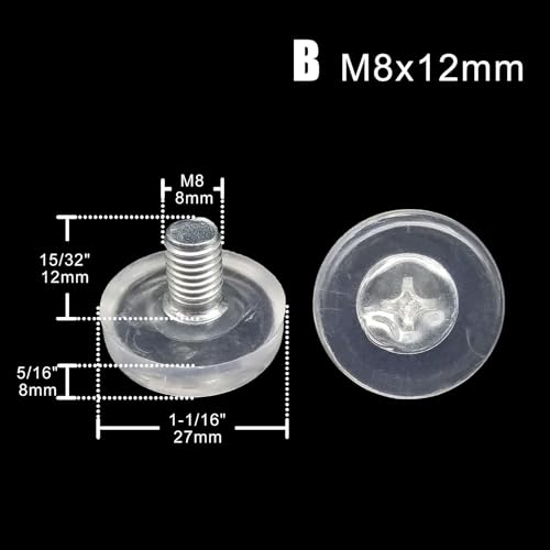 YEPENG 4 stücke Schwarz Klar Transparent Eisen Kunststoff Möbel Tisch Stuhl Sofa Bein Füße Einstellbare Leveler Glide Slide Pad M6 M8 Schraube In(Type B M8x12mm) von YEPENG