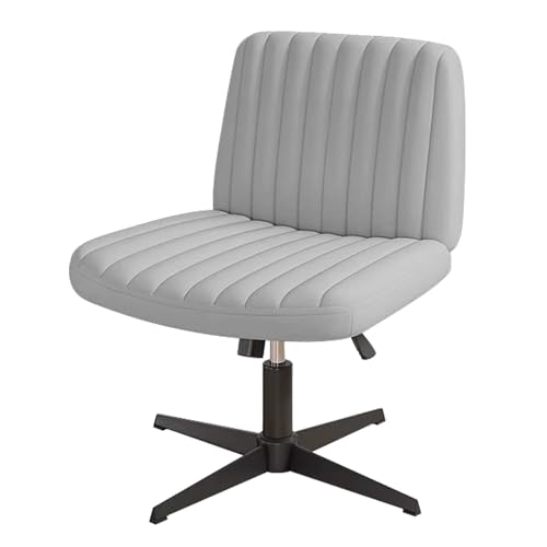 Schminkstuhl mit Rückenlehne, Schaukel-Gaming-Stuhl, Höhenverstellbar, 360°-Drehung, Gekreuzte Beine, für Wohnzimmer, Home Office(Gray) von YEQING