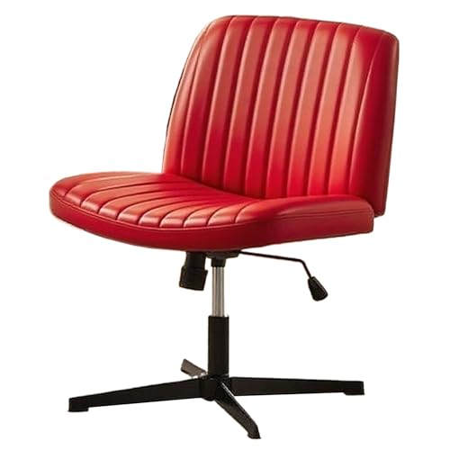 Schminkstuhl mit Rückenlehne, Schaukel-Gaming-Stuhl, Höhenverstellbar, 360°-Drehung, Gekreuzte Beine, für Wohnzimmer, Home Office(Red) von YEQING