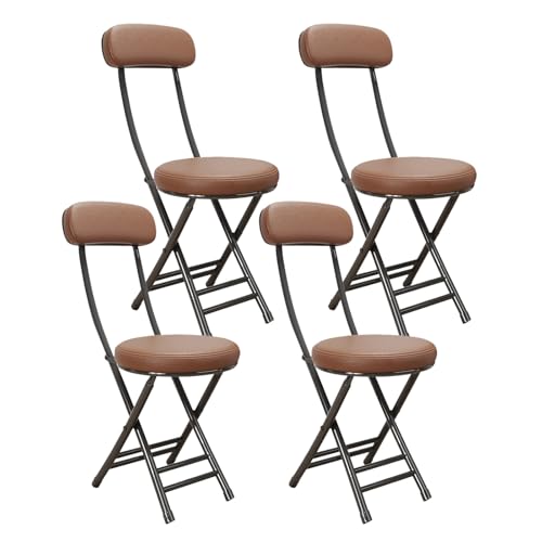 YEQING 4 Stück Klapphocker, Faltbare Stühle für Draußen, Klappstuhl mit Kissen, Runde Barhocker für Picknick, Gartenparty im Freien(A) von YEQING