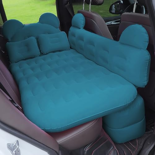 YEQING Auto Matratze, Aufblasbare Matratze für Auto, Camping Matratze mit 2 Kissen und Fußstützen für Rücksitz, Kofferraum(Blue) von YEQING