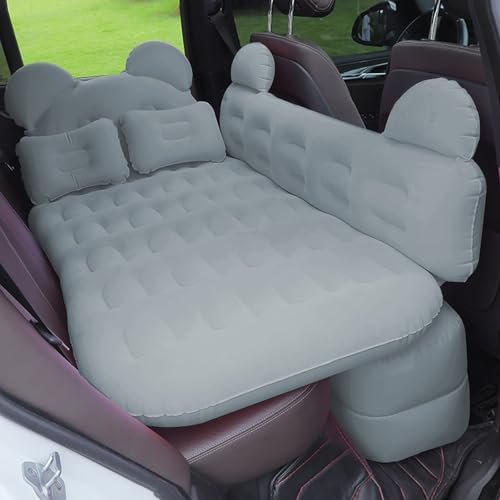 YEQING Auto Matratze, Aufblasbare Matratze für Auto, Camping Matratze mit 2 Kissen und Fußstützen für Rücksitz, Kofferraum(Gray) von YEQING
